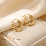 Cumpara ieftin Cercei Focul Bland , Cercei Rotunzi Multistrat 2 cm placati 18K Brazilia