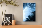 Tablou Canvas, "Misterul pădurii &icirc;nvăluite &icirc;n ceață", Ceață, Pădure, &Icirc;nălțime, Frunziș, Lume, Arbori, Mister, Lumină, Natură, Siluete, 26 x 39 cm, CMC