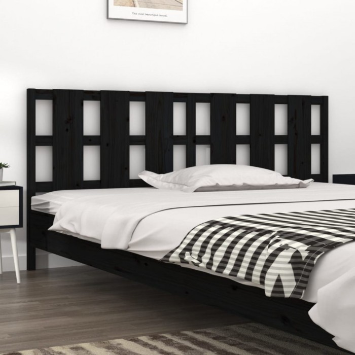 Gossi tablie de pat, negru, 205,5x4x100 cm, lemn masiv de pin
