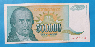 500.000 Dinari anul 1993 Bancnota Iugoslavia CINCI SUTE MII - Jugoslavije foto