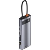 Docking station Metal Gleam, conectare PC USB Type-C, USB 3.0 x 3, Card reader SD x 1, MicroSD x 1, USB Type C x 1 PD 100W, HDMI x 1/4K/30Hz, VGA x 1/