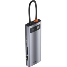 Docking station Metal Gleam, conectare PC USB Type-C, USB 3.0 x 3, Card reader SD x 1, MicroSD x 1, USB Type C x 1 PD 100W, HDMI x 1/4K/30Hz, VGA x 1/