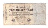 Bancnota Germania 500 mark/marci 1922, circulata, uzata