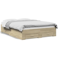 vidaXL Cadru de pat cu sertare stejar sonoma 120x200 cm lemn prelucrat 3280393