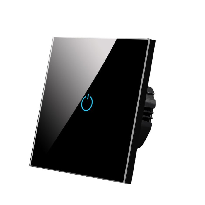 Intrerupator Touch, Sticla Securizata, Design Modern, Iluminare LED, 1 Faza, Negru, MyStyle&reg;