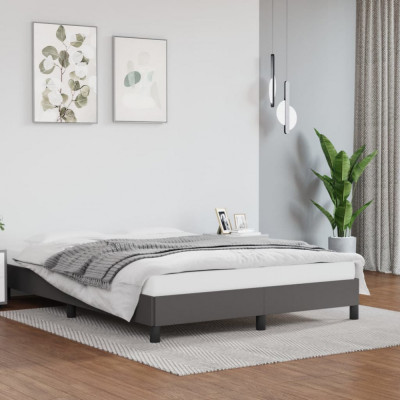 vidaXL Cadru de pat, gri, 140x200 cm, piele ecologică foto