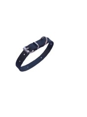Zgarda neagra piele naturala, pentru caini mici, 35 x 1.5 cm, diametru 22-30 cm