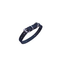 Zgarda neagra piele naturala, pentru caini mici, 35 x 1.5 cm, diametru 22-30 cm