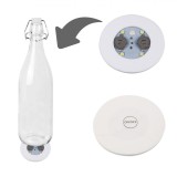 Suport LED pentru Sticle, 6 cm, Alb, 4 LED-uri, Alimentare Baterii CR1220, Buton Pornit/Oprit, Oem