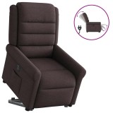 Cumpara ieftin Fotoliu electric rabatabil cu ridicare, maro &icirc;nchis, textil