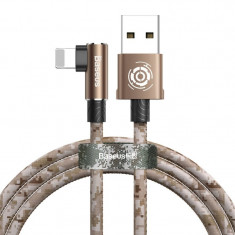 Cablu de date/incarcare Baseus, Camouflage Elbow USB / Lightning, 2.4A 1M, Maro foto