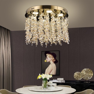 Candelabru LED Cristal LLC213/400GD Rotund, 22W, Lumina Rece/Calda/Neutra, Cristal, Auriu ModernLight Concept foto