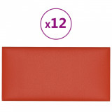 Panouri de perete 12 buc. roșu 60x30 cm piele ecologică 2,16 m&sup2;