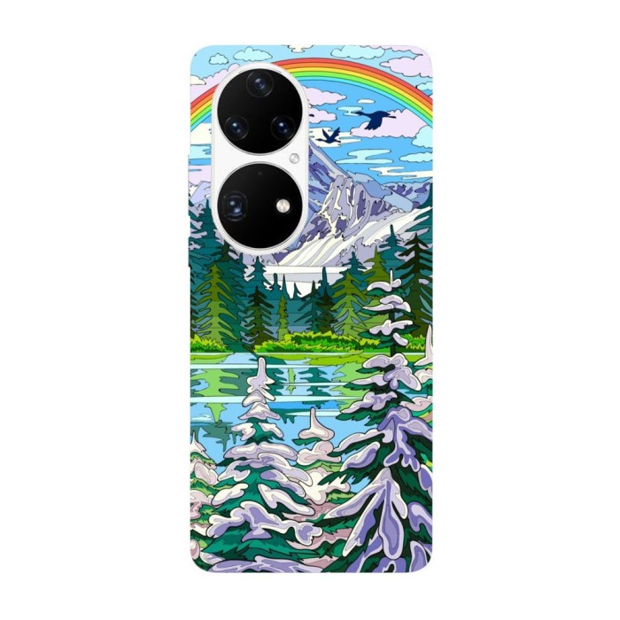 Husa compatibila cu Huawei P50 model Rainbow over nature, Silicon, TPU, Viceversa