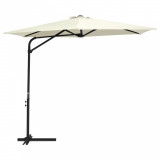 Umbrelă soare de exterior cu st&acirc;lp din oțel, alb nisipiu 300 cm, vidaXL