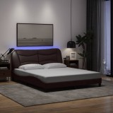 VidaXL Cadru de pat cu LED fără saltea țesătură maro &icirc;nchis 160x200 cm 3213714