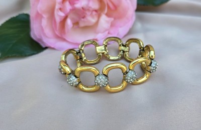 BRATARA VINTAGE DIN METAL AURIU CU DECOR CRISTALE foto
