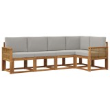 vidaXL Set de canapele de exterior 5 pcs Natural și gri deschis 3385217