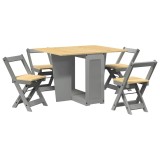 Cumpara ieftin Set mobilier tip fluture Corona, pliabil 5 piese gri lemn pin