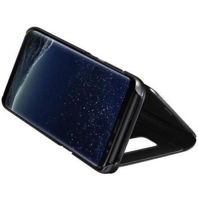 Husa protectie Clear view flip pentru Samsung Galaxy S9, Negru foto
