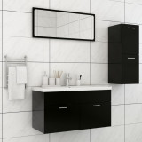 VidaXL Set mobilier de baie, negru, lemn prelucrat