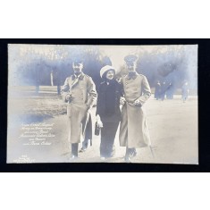 PRINTUL ERNST AUGUST CU MIREASA SA PRINTESA VICTORIA LUISE A PRUSIEI SI PRINTUL OSCAR , CARTE POSTALA ILUSTRATA , MONOCROMA , CIRCULATA , DATATA 1913