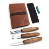 Set 5 piese sculptura lemn BeaverCraft S14X, husa piele, cutit C4M, dalta K8a, cutit SK5, strop LS, compus P01, otel carbon