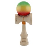 Kendama X Originala, Profesionala, Cyrax, Big Cups V2, Super Sticky Cupe Mari, Rulment Metalic cu Ata 55 cm, Verde/Galben/Rosu