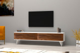Cumpara ieftin Comoda TV Hill, Puqa Design, 160x25x40 cm, maro/alb