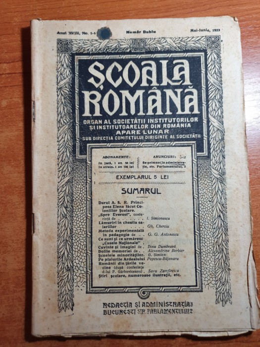 scoala romana mai-iunie 1923-darul principesei elena pentru coloniile scolare