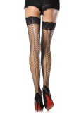 Ciorapi Sexy Tip Plasa Cu Dantela, Negru, Marime Universala, Leg Avenue