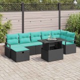 vidaXL Set de canapele pentru grădină cu pernă 8 pcs Negru Rattan poli 3359813