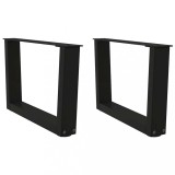 VidaXL Picioare pentru măsuță de cafea &icirc;n formă de V, 2 buc., negru, 60x(30-31,3) cm, oțel