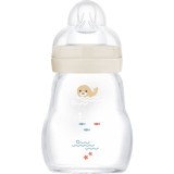 MAM Feel Good Glass Baby Bottle biberon anticolici, din sticlă 0m+ Beige 170 ml