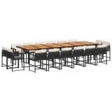 Cumpara ieftin Set mobilier de gradina cu perne, 17 piese, negru, poliratan
