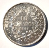 Moneda Franta 10 Franci 1965 Argint XF, Colectie Numismatica