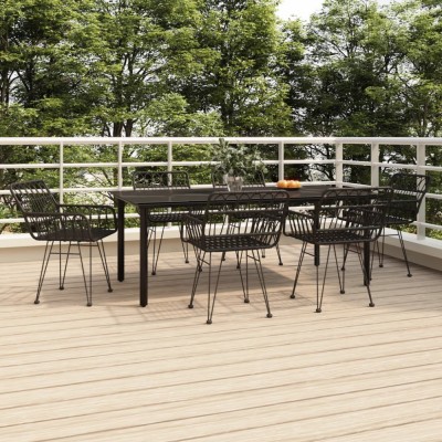 vidaXL Set mobilier de grădină, 7 piese, negru, poliratan foto