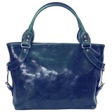 Geanta dama casual de umar, din piele naturala vachetta, bleumarin, P165BLU
