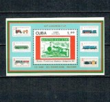 Cuba 1989 - Expo Bulgaria, timbru pe timbru, locomotive, colita neuzata