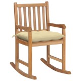 vidaXL Scaun Balansoar Lemn Tec, Perna Alb Crem, Interior/Exterior, 58x92.5x106 cm