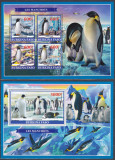 DB1 Fauna Arctica Burkina Faso Pasari Pinguini MS + SS MNH, Nestampilat