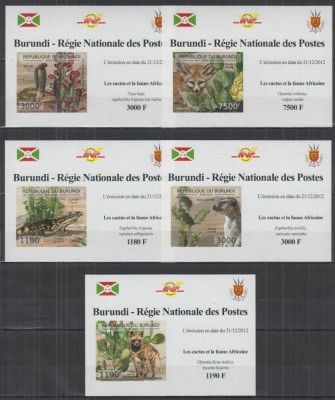 135-BURUNDI-8=5 colite nestampilate nedantelate CACTUSI SI FAUNA AFRICANA,MNH foto