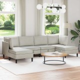 vidaXL Set de mobilier pentru living cu pernă 6 pcs Crem Catifea 3413767