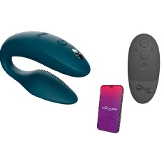 Vibrator Cuplu Sync 2, Silicon, Telecomanda Wireless, Bluetooth, Free App, USB, IPX 7, Verde