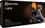 Manusi nitrilice negre Mercator GoGrip Black fara pudra, 50 buc, marime XL, texturare diamant 3D, protectie tip III, rezistente la uleiuri si grasimi