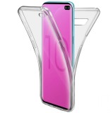 Husa Full TPU 360&deg; (fata + spate) pentru Samsung Galaxy S10+, Gri Transparent
