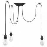 VidaXL Lampă suspendată cu 3 suporturi E27 metal negru