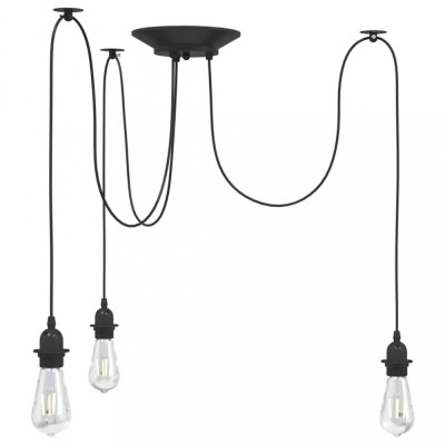 vidaXL Lampă suspendată cu 3 suporturi E27 metal negru foto