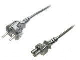 Cablu CEE 7/7 cu mufă IEC C5 mamă 750mm 10A 250V negru