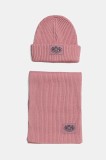 Juicy Couture pălărie și eșarfă din l&acirc;nă culoarea roz, JCAWH225715